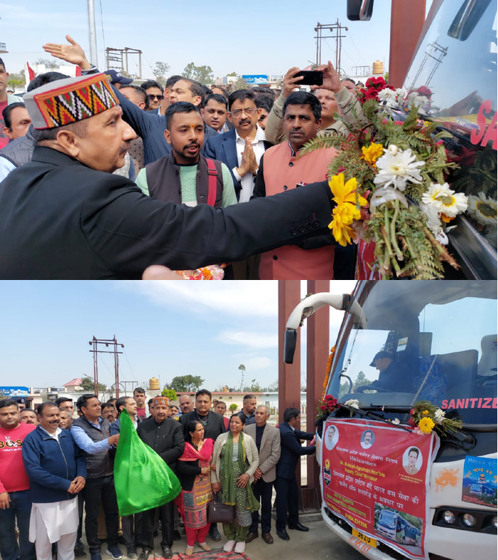 Mukesh Agnihotri flagged off the first Vande Bharat bus service from Amb-Andaura railway station.